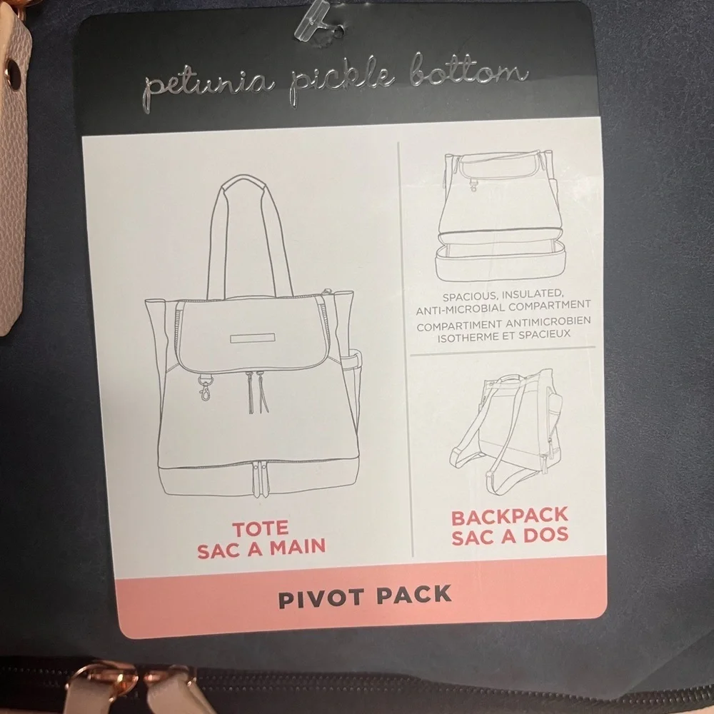 Petunia Pickle Bottom Pivot Pack Diaper Bag Navy & Blush Convertible Backpack NW